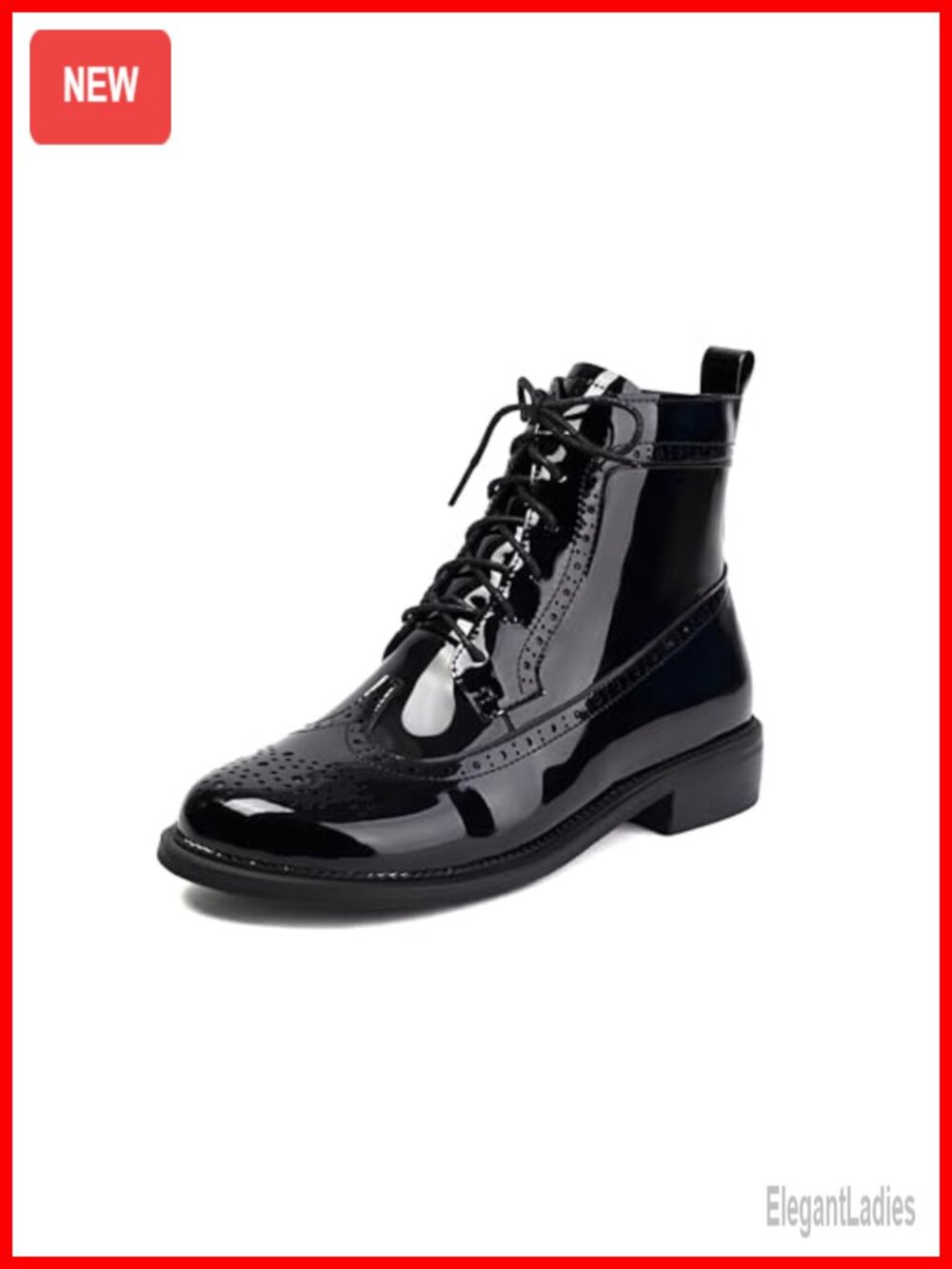 Wingtip Oxford Combat Ankle Boots Side Zip Lace Up Brogue Booties